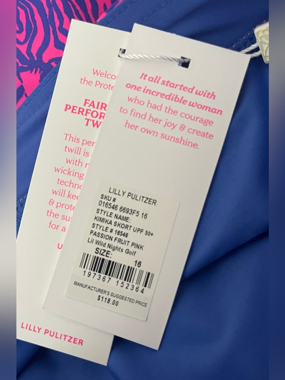 Lilly Pulitzer Luxletic Sz 16 Kimika Skort Skirt Pink Zebra UPF50+ NEW WITH TAGS - Picture 9 of 10